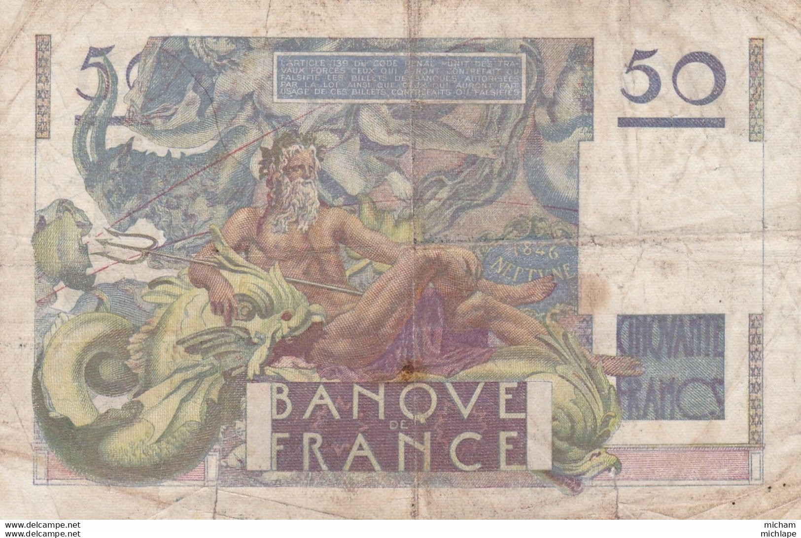 Billet De  50 Francs   Le Verrier 1951 B .179 Rare - 50 F 1946-1951 ''Le Verrier''