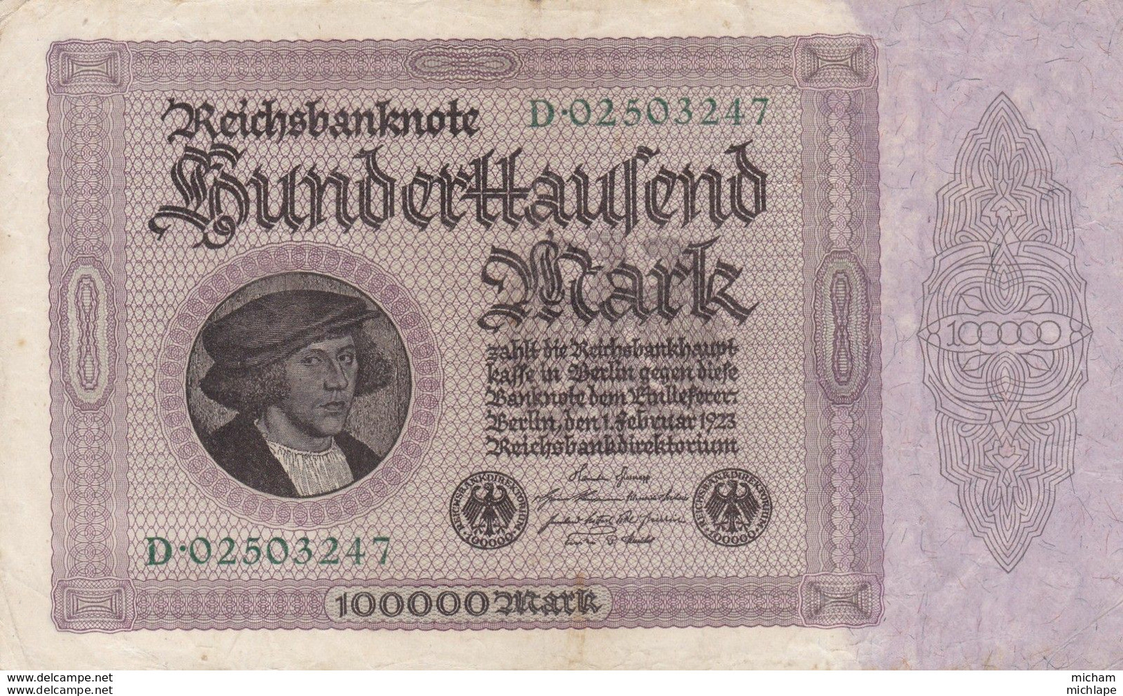 Allemagne  100000 Mark   1923  Ce Billet  A Circulé - Mais  Tres  Propre - 100000 Mark