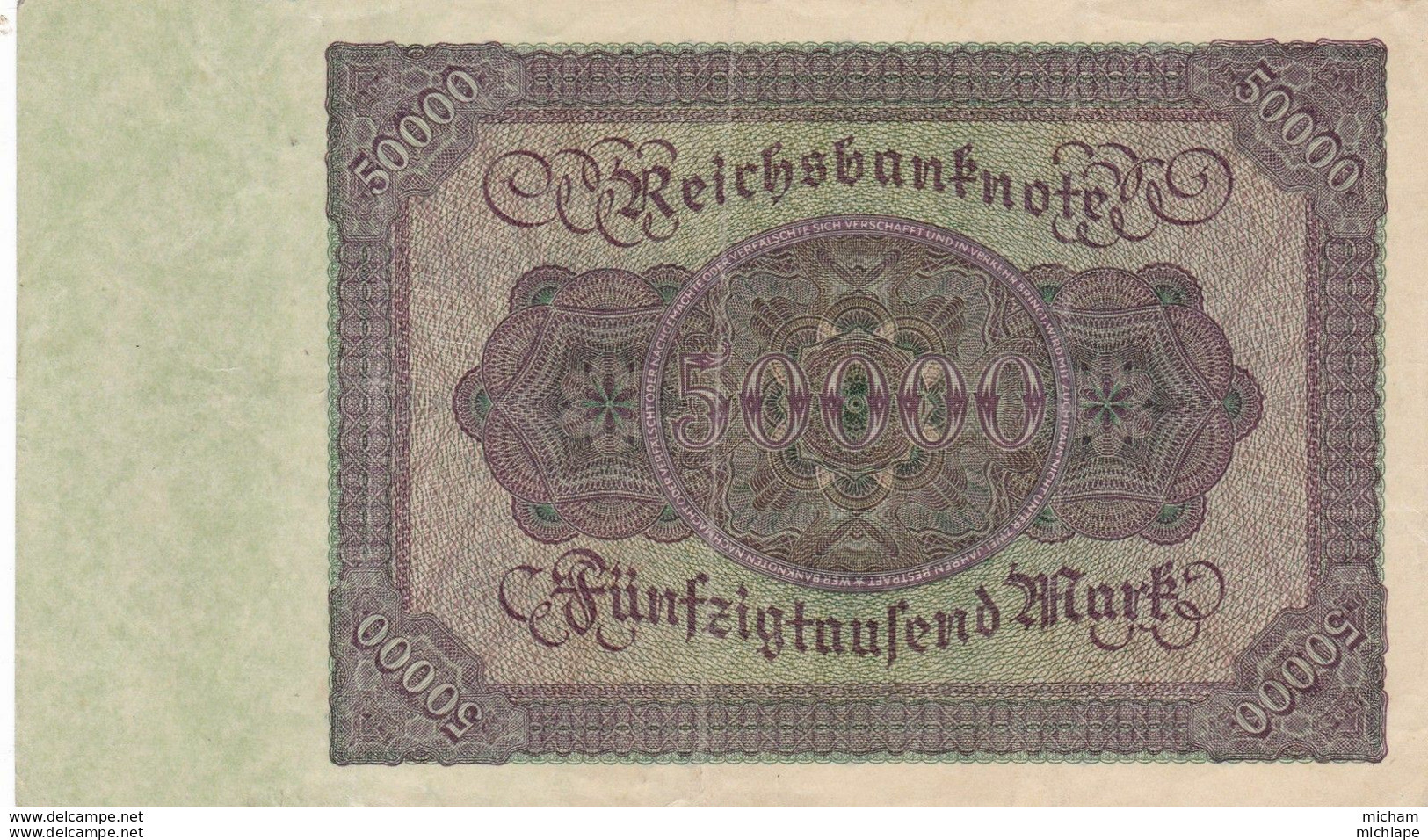Allemagne   50000 Mark   1922  Ce Billet  A Circulé - Mais  Tres  Propre - 50000 Mark