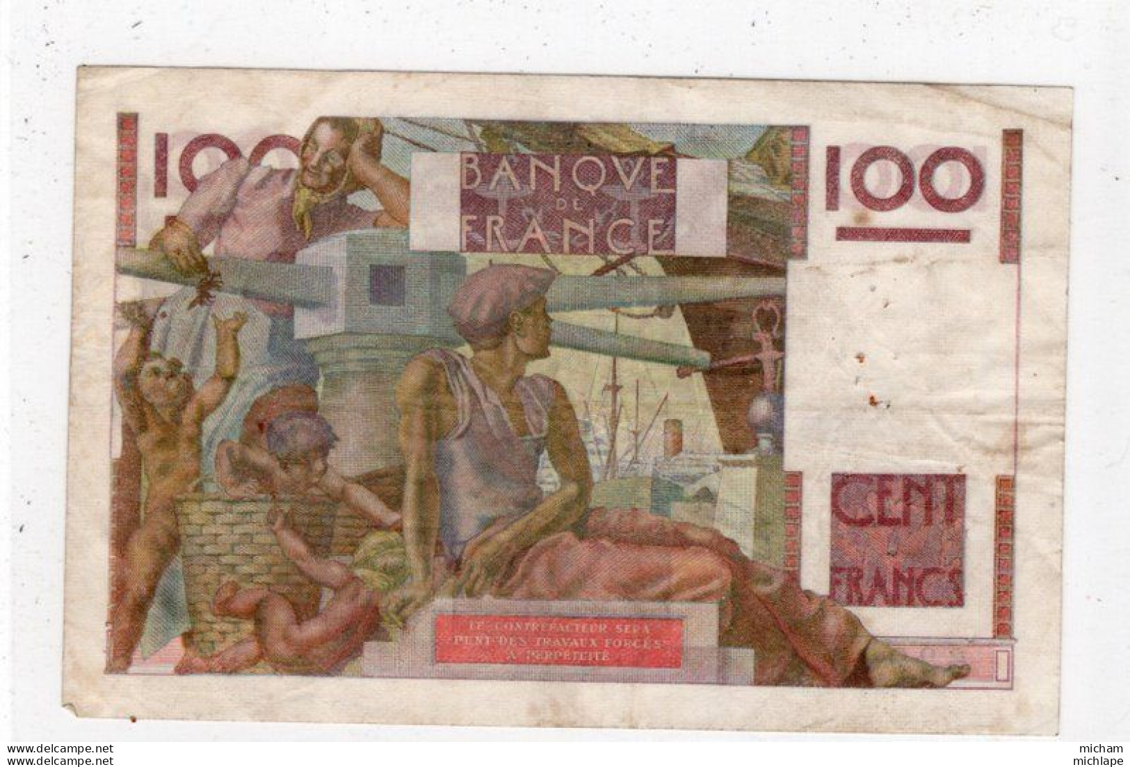 Billet -  FRANCE - 100 Francs JEUNE PAYSAN - A . 6     - F . 7 - 11 - 1945 . F       62998 - 100 F 1945-1954 ''Jeune Paysan''