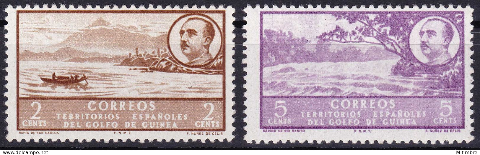 Guinée Espagnole YT 310-311 Mi 242-243 Année 1950-51 1949 (MNH **) Rivière - Bateau - Guinea Española