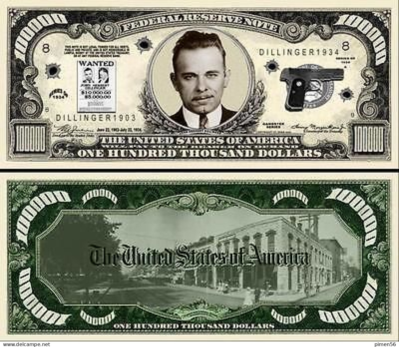 USA - FANTASY NOTE - DILLINGER - UNC / SERIES  GANGSTER - Autres & Non Classés