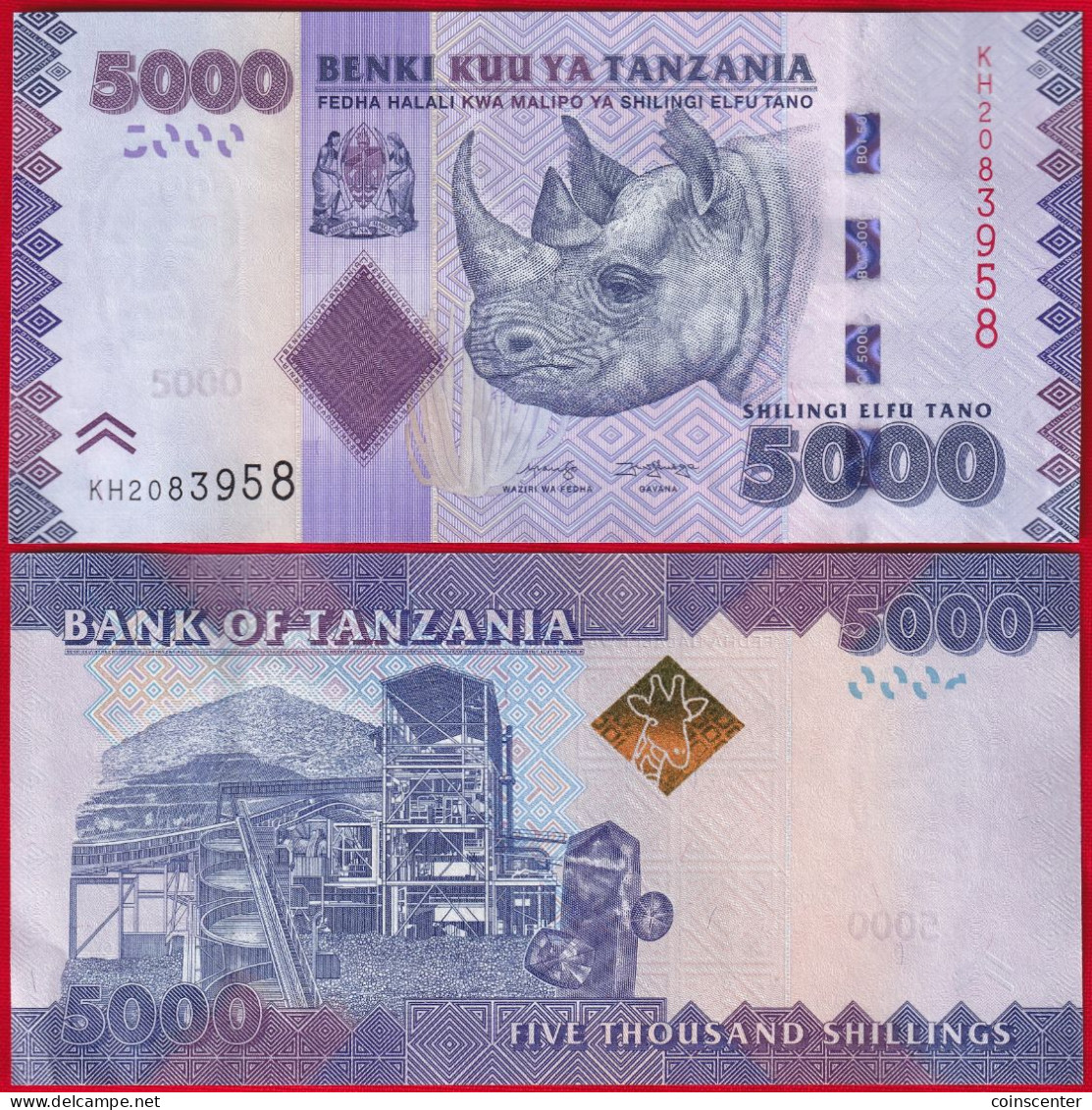 Tanzania 5000 Shillings 2020 P-43 UNC - Tanzanie