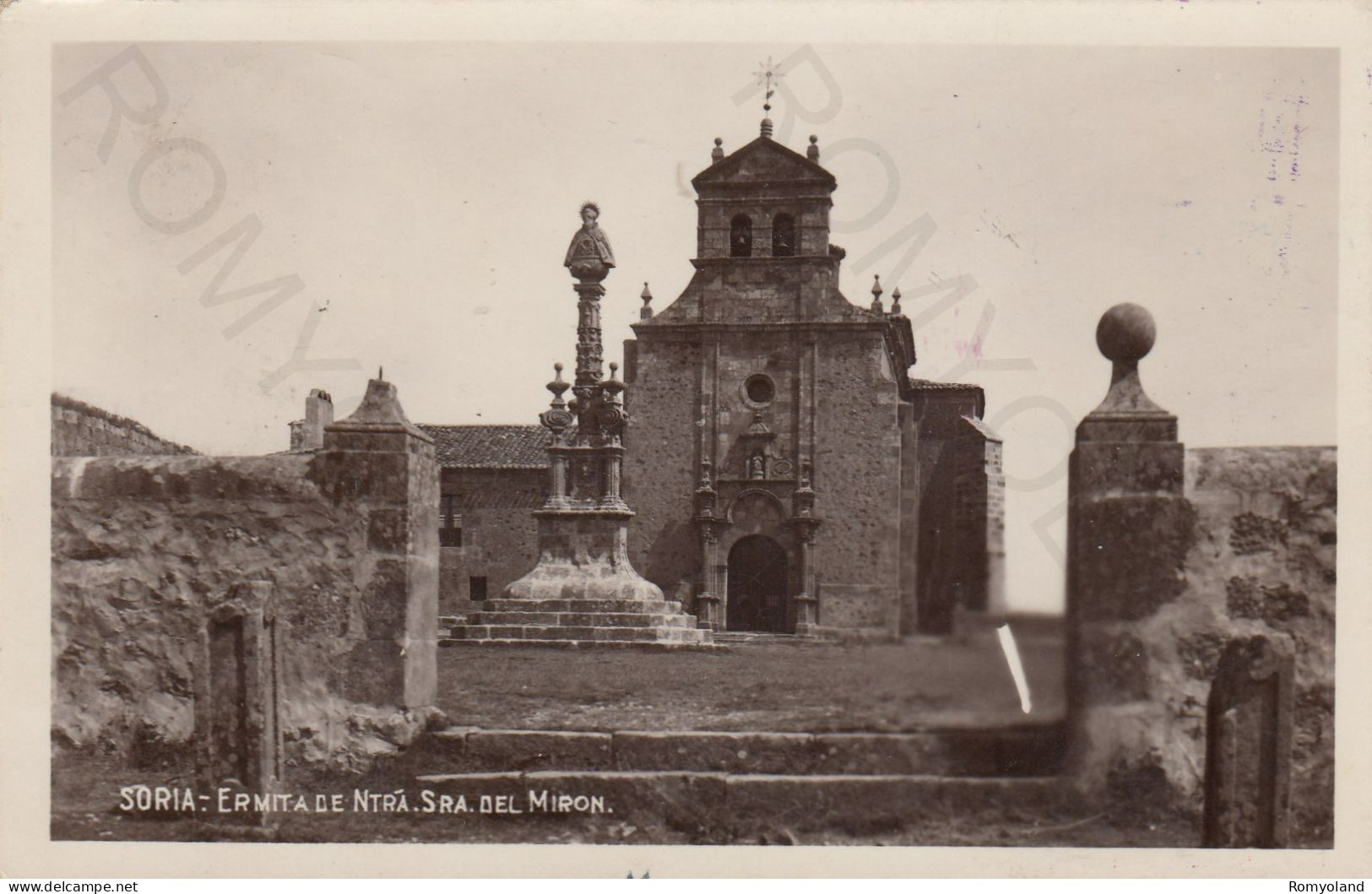 CARTOLINA  SORIA,CASTILLA Y LEON,SPAGNA-ERMITA DE NTRA.SRA DEL MIRON-BOLLO STACCATO,VIAGGIATA 1937 - Soria