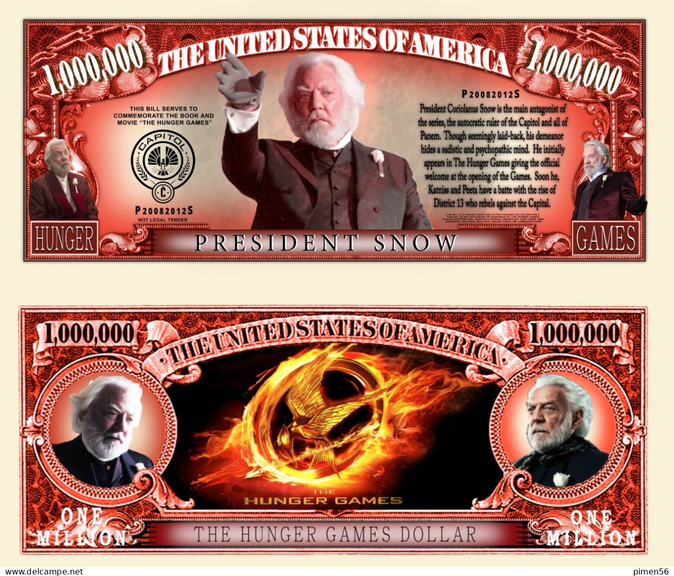 USA - FANTASY NOTE - PRESIDENT  SNOW - UNC / SERIES  HUNGER  GAMES - Other & Unclassified