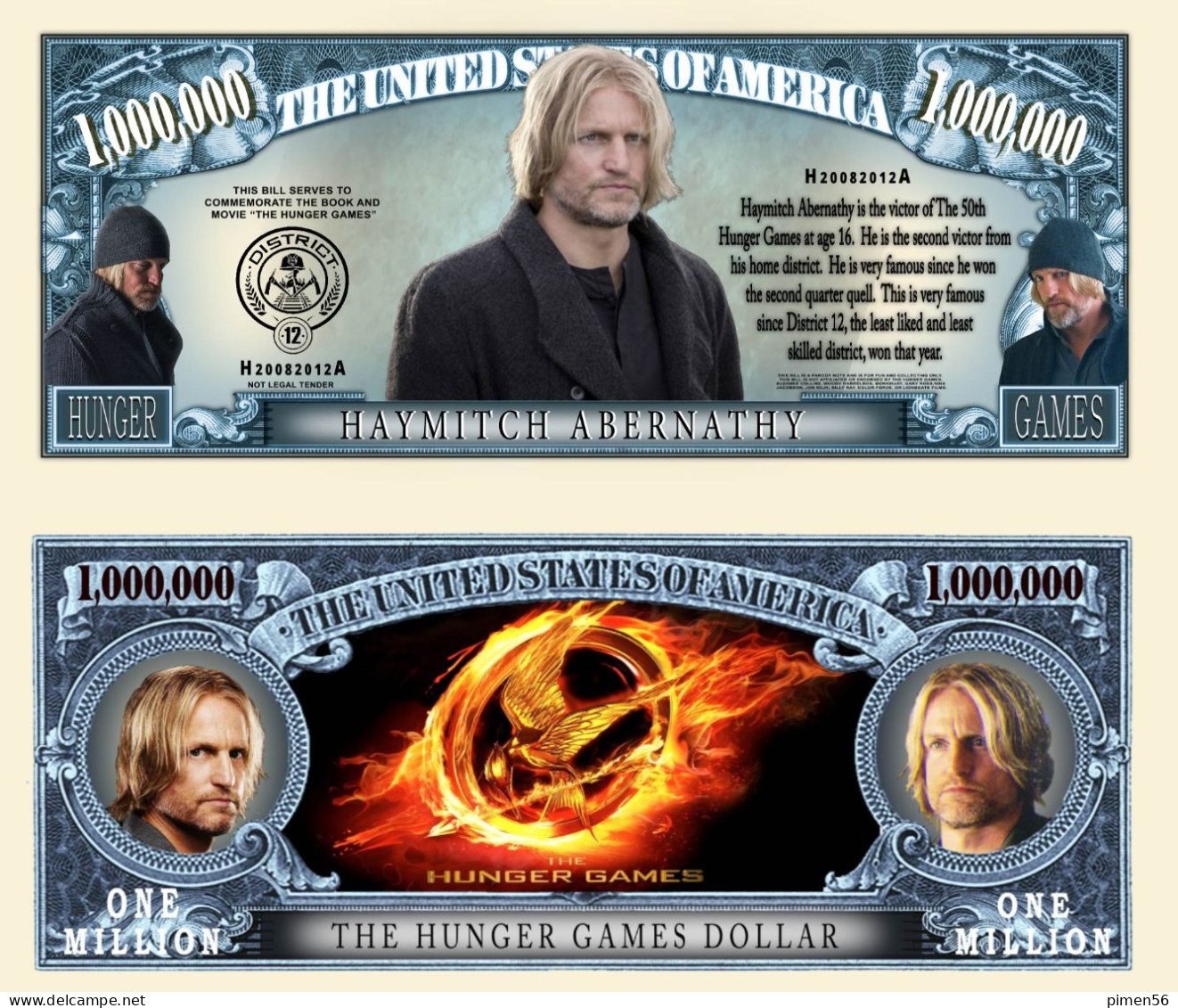 USA - FANTASY NOTE - HAYMITCH  ABERNATHY - UNC / SERIES  HUNGER  GAMES - Other & Unclassified
