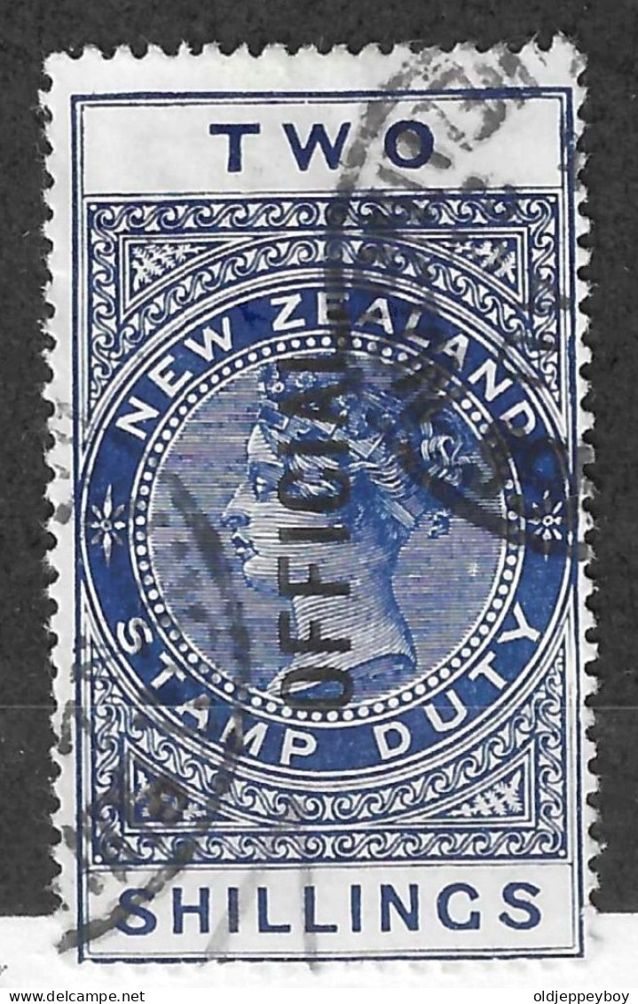 1882 NEW ZEALAND QVLT 2/- STAMP DUTY OFFICIAL Blue - Used Stamps