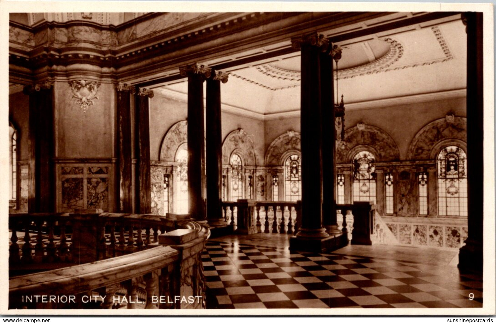 Northern Ireland Belfast City Hall Interior View Real Photo - Belfast