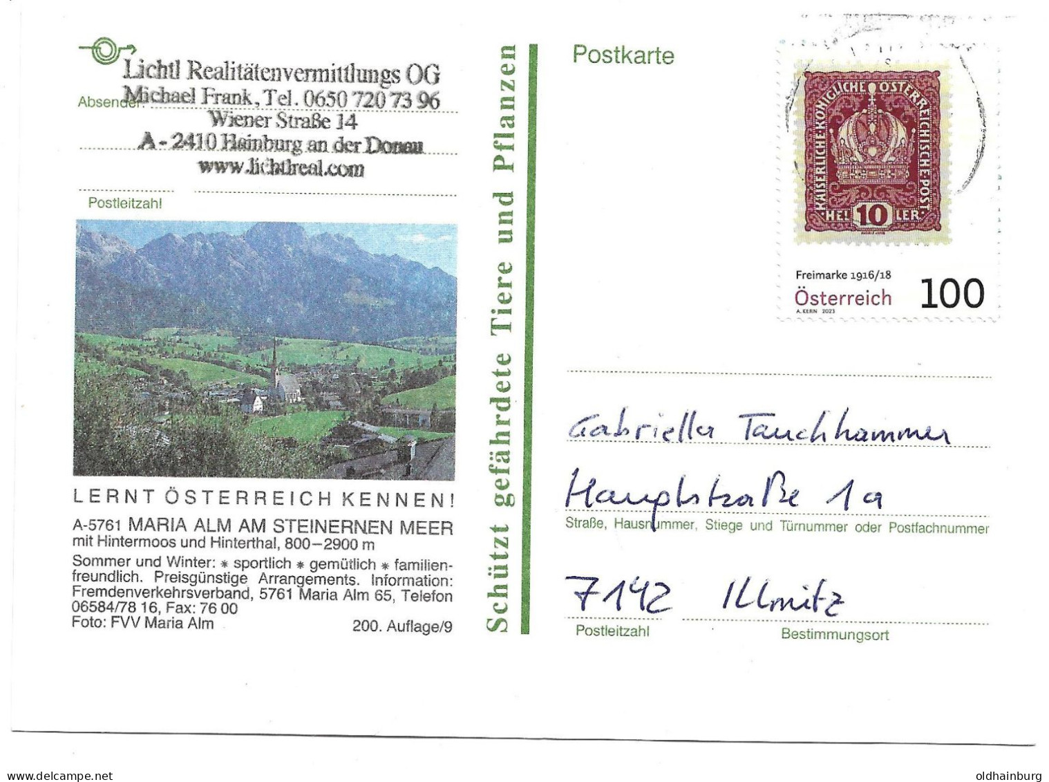 1069a: Nachverwendung 2023 Einer Alten Bildpostkarte Motiv 5761 Maria Alm Am Steinernen Meer - Maria Alm