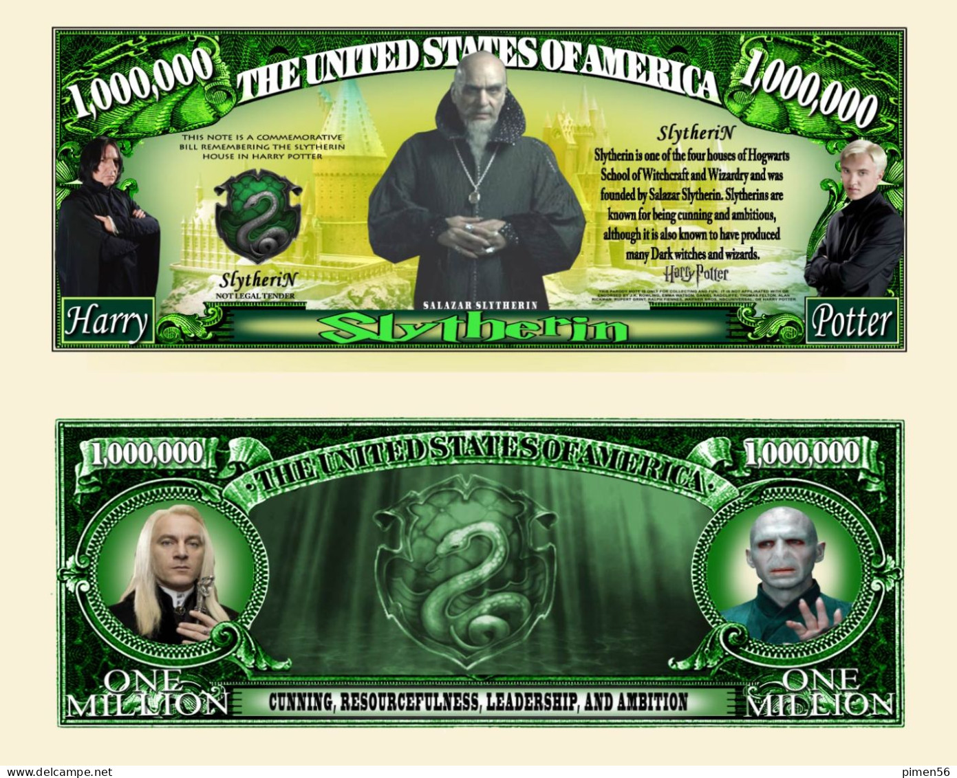 USA - FANTASY NOTE - HOUSE  SLYTHERIN - UNC / SERIES  HARRY  POTTER - Sonstige & Ohne Zuordnung