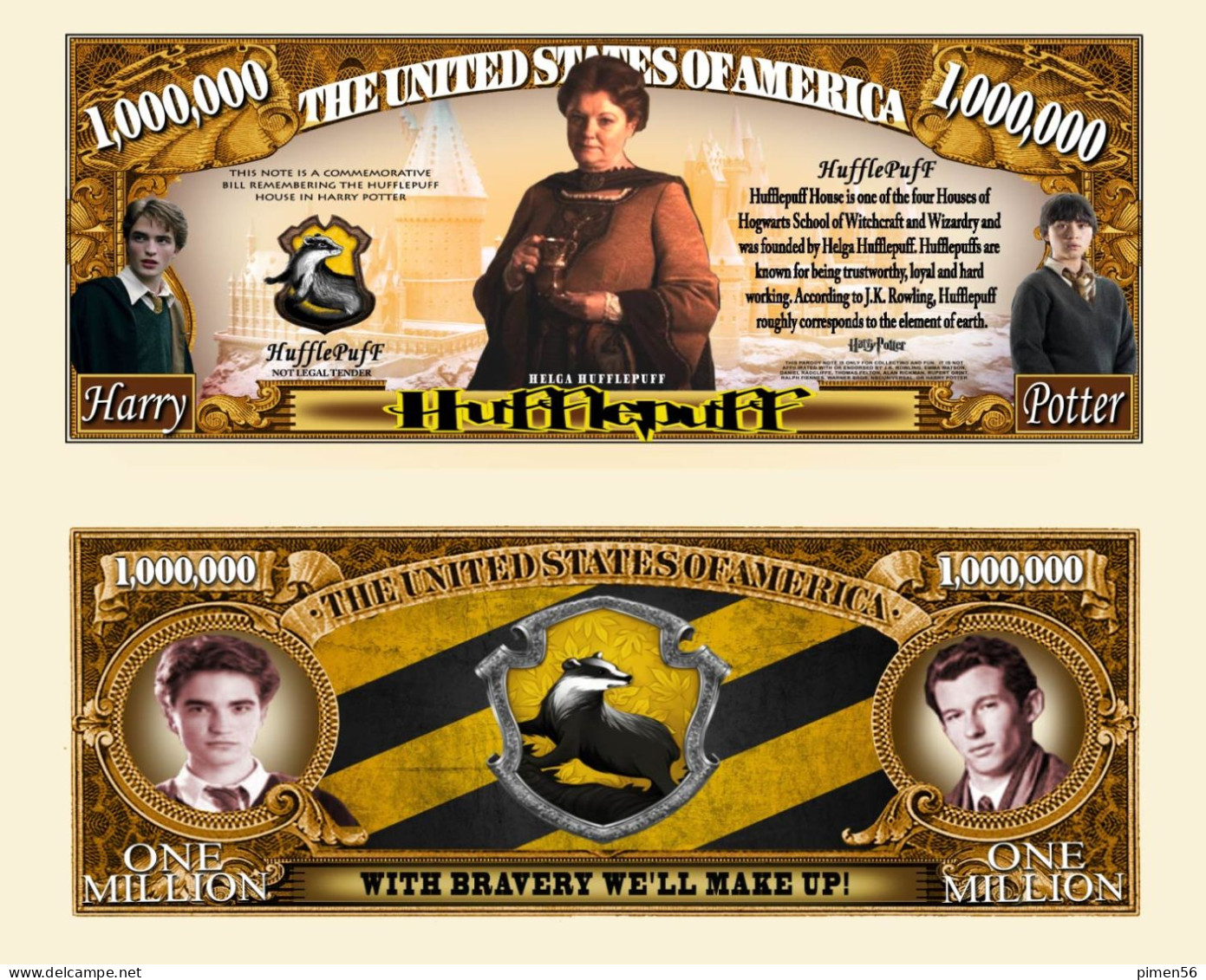 USA - FANTASY NOTE - HOUSE  HUFFLEPUFF - UNC / SERIES  HARRY  POTTER - Other & Unclassified