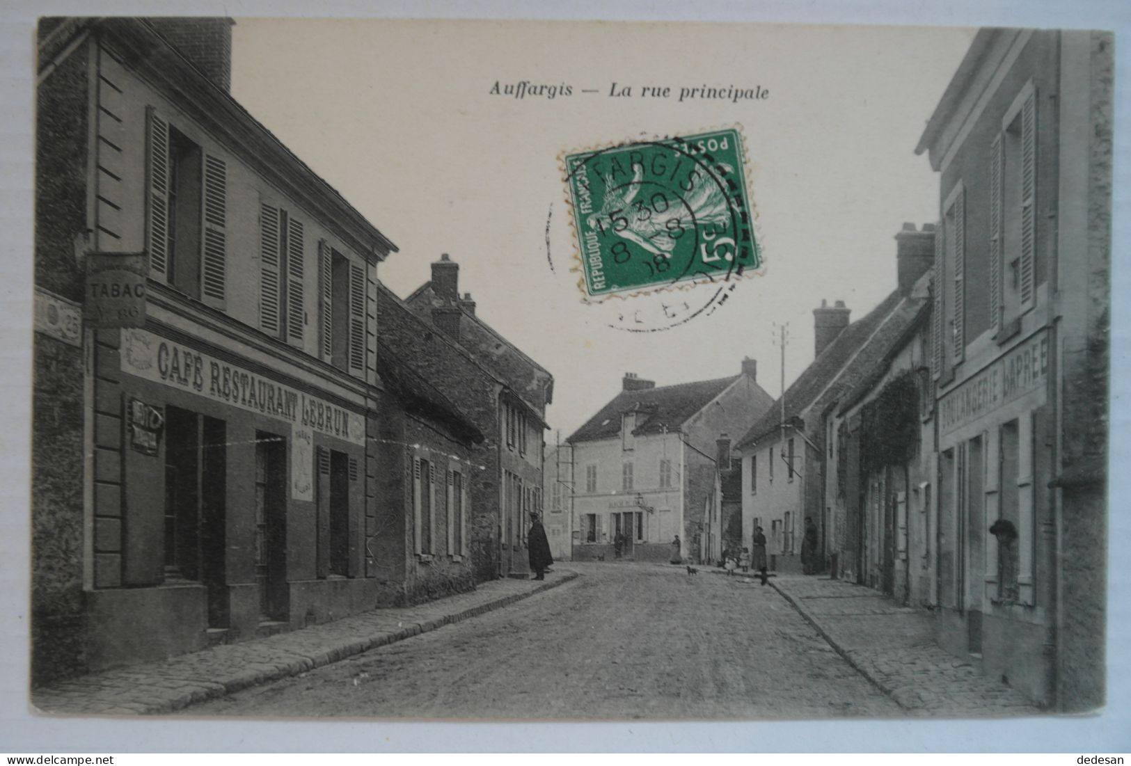 Cpa Auffargis La Rue Principale - Café Lebrun 1908 - TER24 - Auffargis