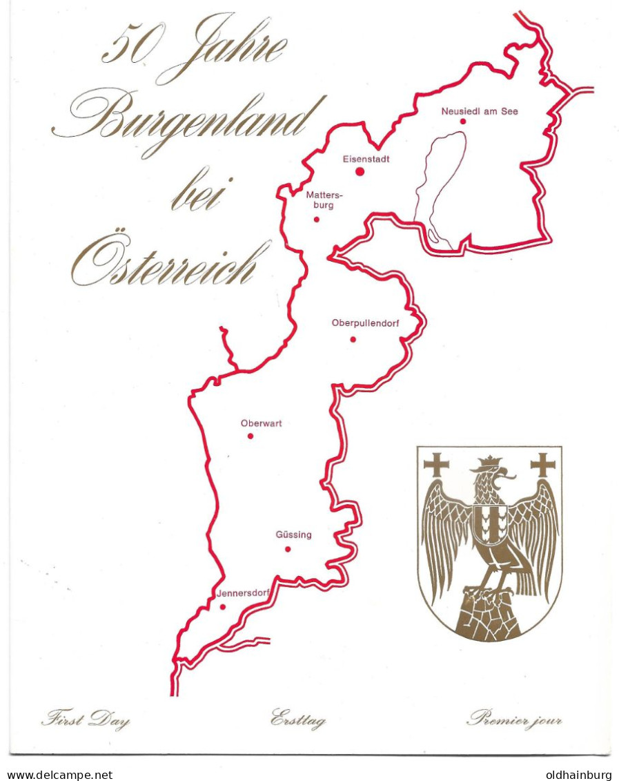 1069c: Faltfolder Format A4, 50 Jahre Burgenland Bei Österreich, Gestempelt 1971 In Oberwart - Oberwart