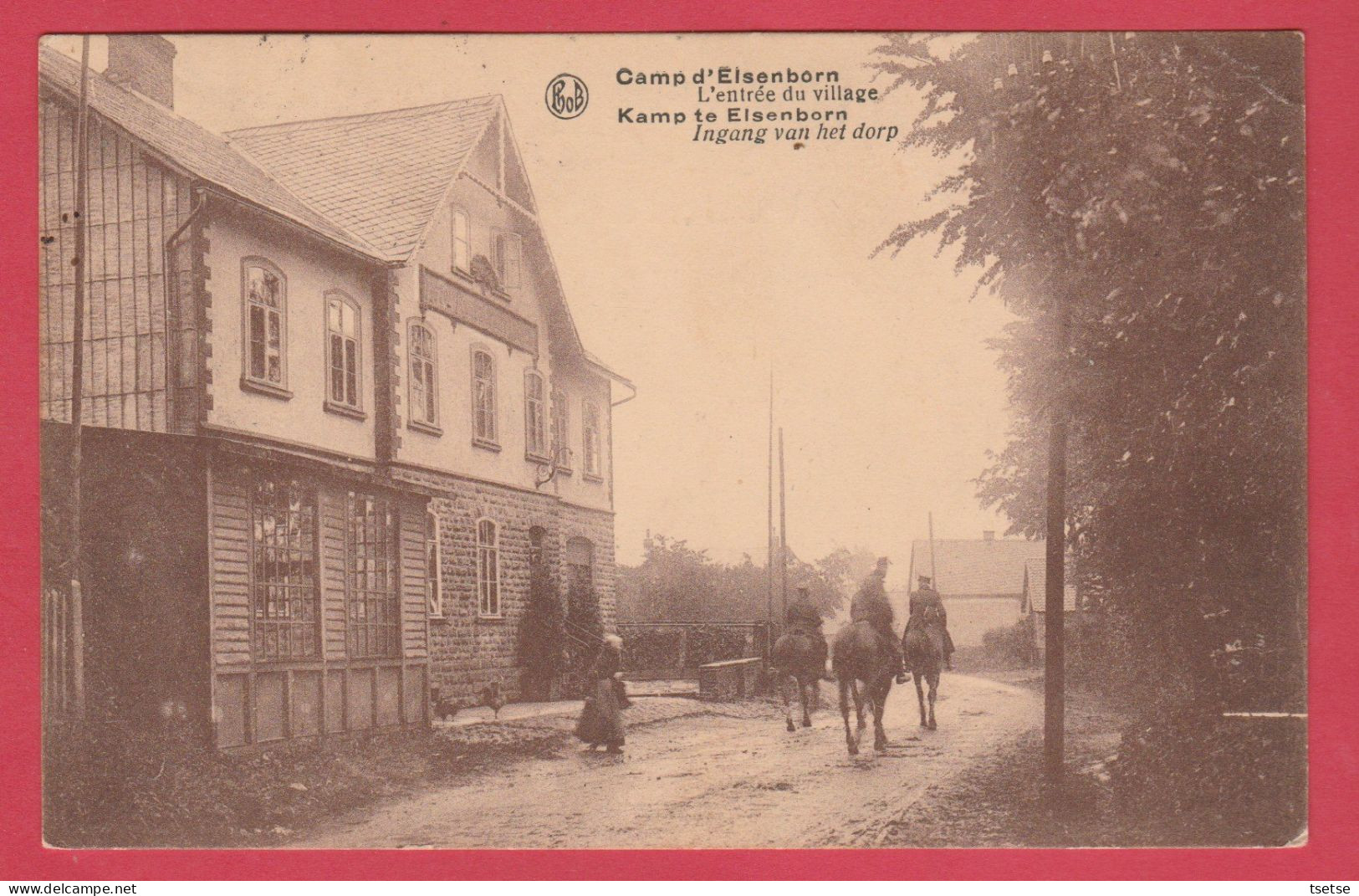 Camp D'Elsenborn - L'entrée Du Village / Ingang Van Het Dorp ... Soldats Cavaliers -1921 ( Voir Verso ) - Elsenborn (Kamp)