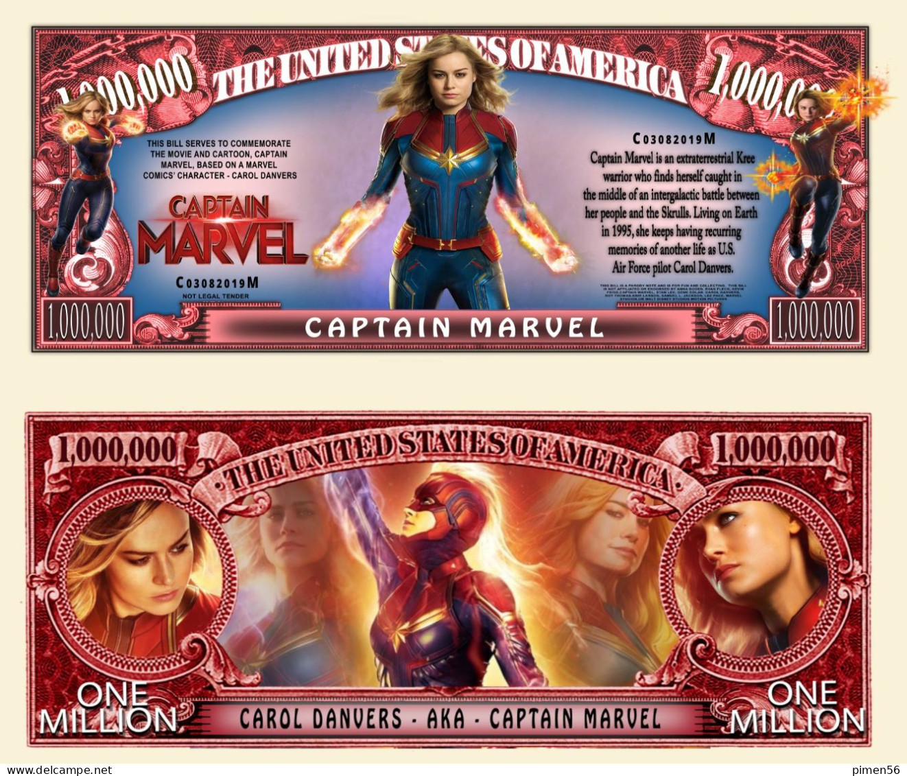 USA - FANTASY NOTE - CAROL  DANVERS  AS  CAPTAIN  MARVEL -  UNC - Other & Unclassified