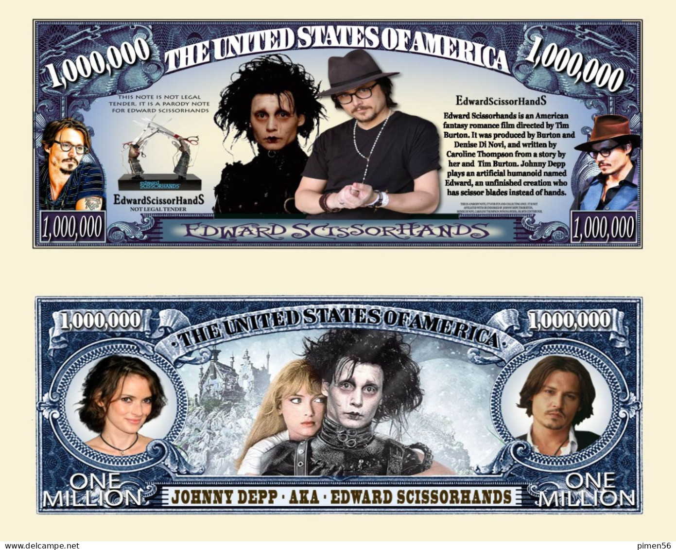 USA - FANTASY NOTE - JOHNNY  DEPP  AS  EDWARD  SCISSORHANDS -  UNC - Other & Unclassified