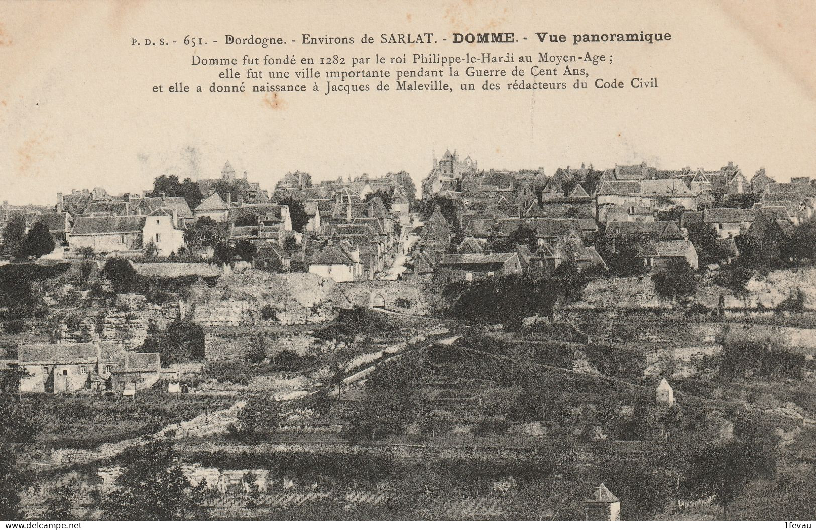 CPA ( 24 Dordogne ) Environs De Sarlat Domme Vue Panoramique - Domme