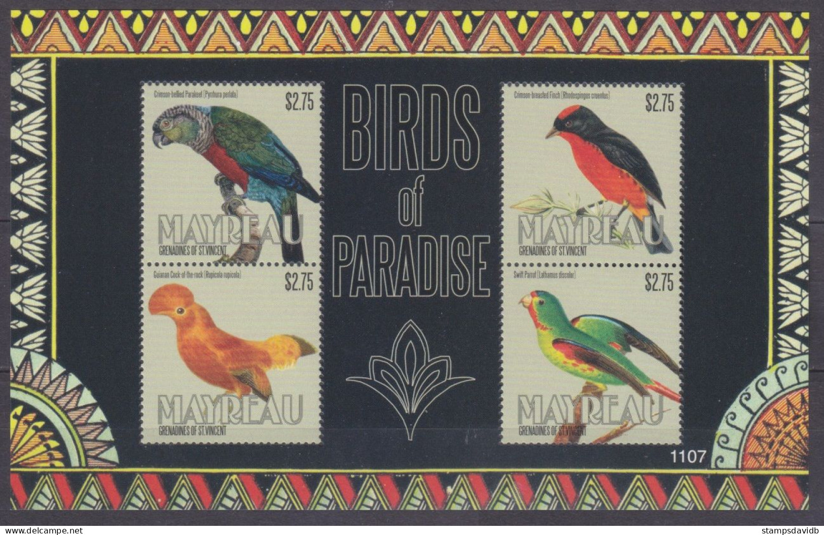 2011 St Vincent Grenadines Mayreau 123-126KL Birds 9,00 € - Spechten En Klimvogels