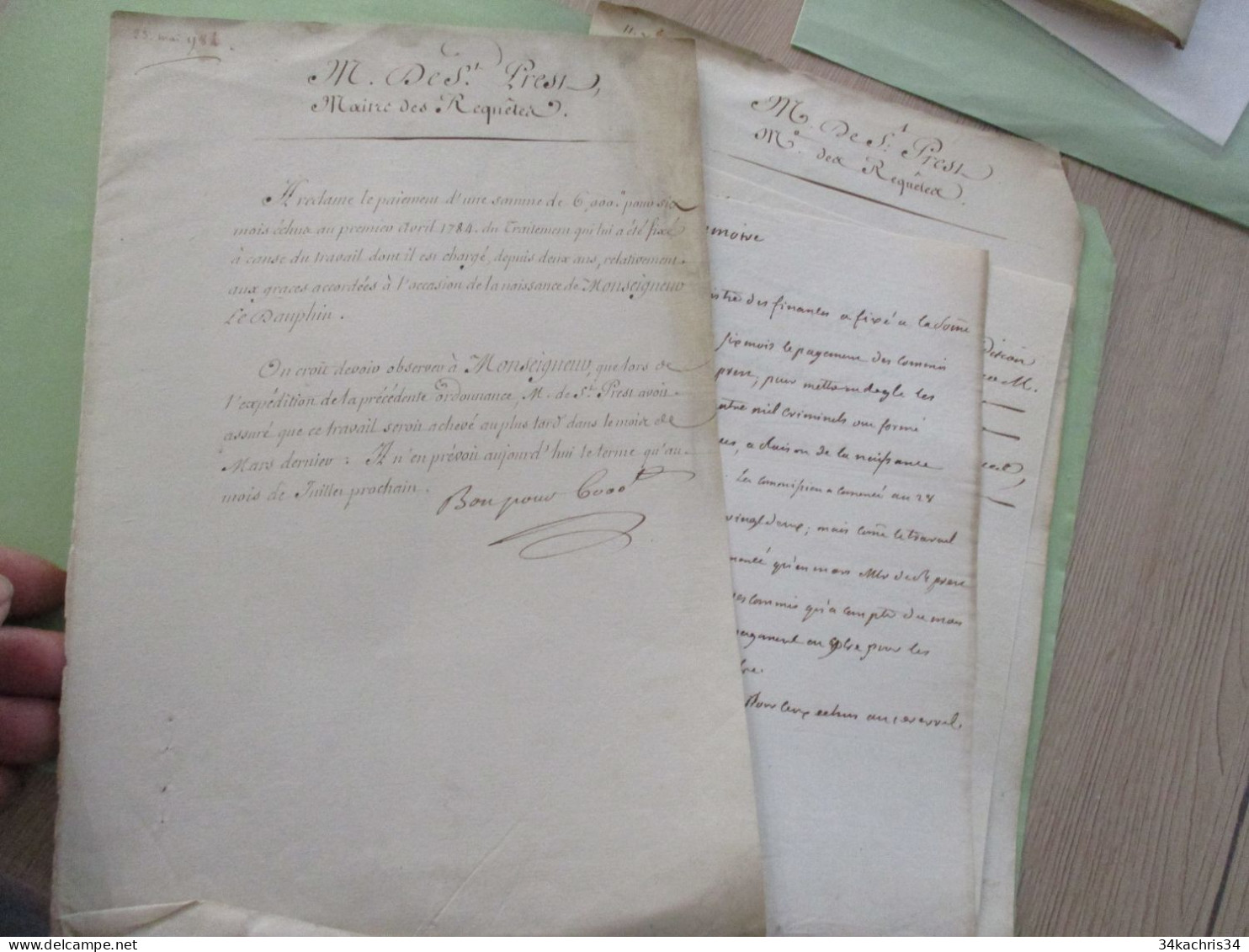 DE PRIEST Archive 4 Document Manuscrits De Travail Maitre Des Requêtes Du Roi XVIII ème - Manuskripte