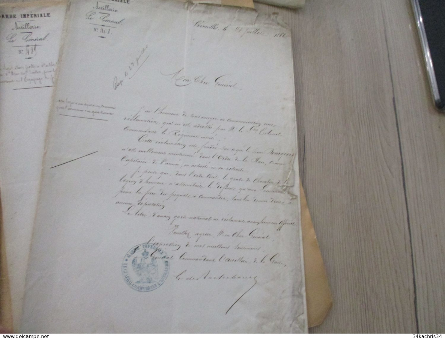 Général DE ROCHEBOUET  Archive 4 LAS Autographes Signée S à L'entête Garde Impériale 1861 Affaires Militaires - Manuskripte