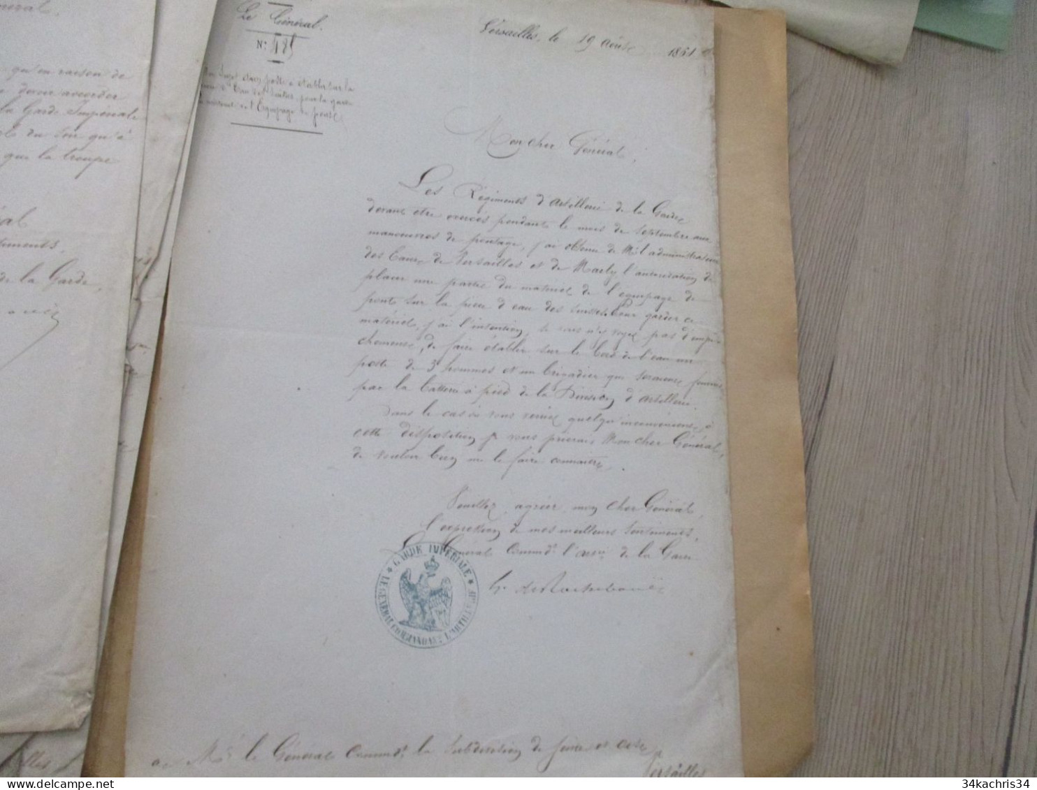 Général DE ROCHEBOUET  Archive 4 LAS Autographes Signée S à L'entête Garde Impériale 1861 Affaires Militaires - Manuscrits