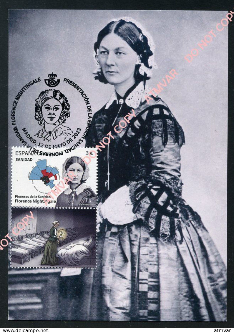 ESPAÑA (2023) Carte Maximum Card Pioneras Sanidad Florence Nightingale Enfermeria Nursing Infirmière Krankenpfleger - Tarjetas Máxima