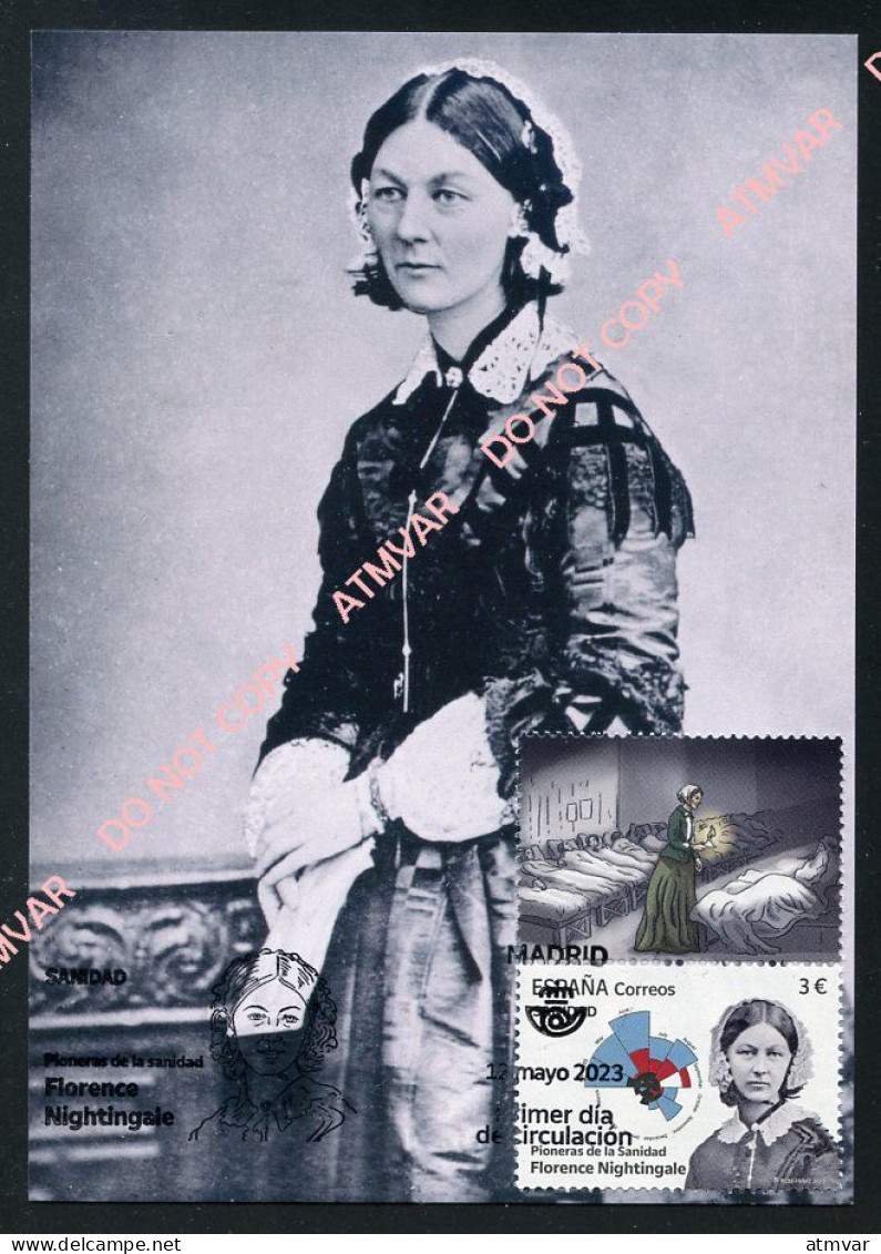 ESPAÑA (2023) Carte Maximum Card Pioneras Sanidad Florence Nightingale Enfermeria Nursing Infirmière Krankenpfleger - Tarjetas Máxima