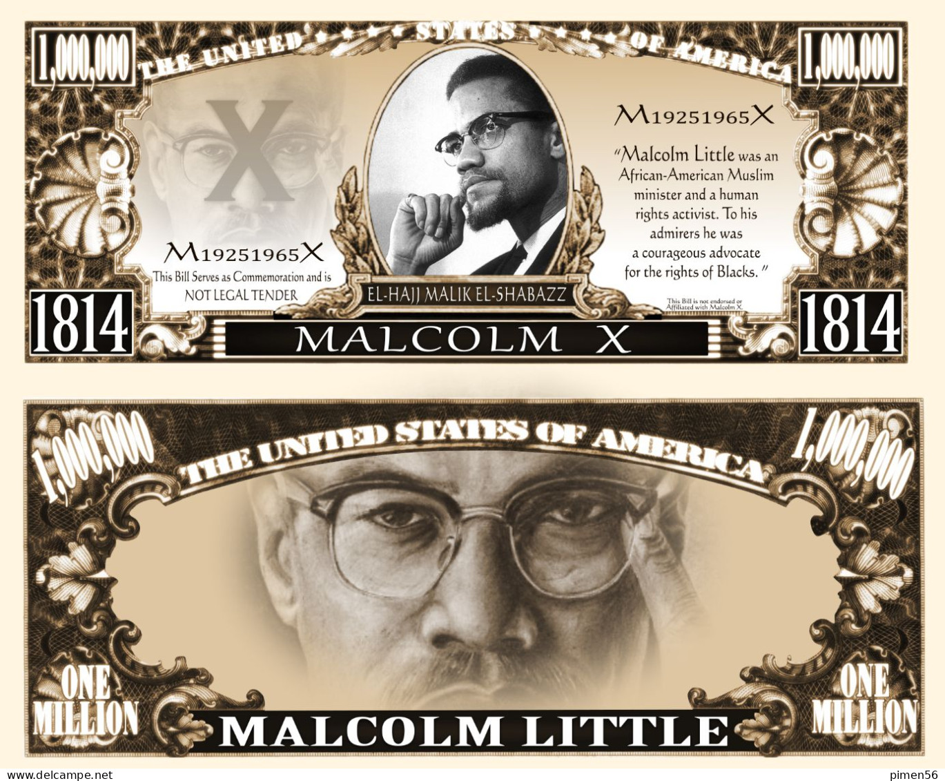 USA - FANTASY NOTE - MALCOLM  X -  UNC - Sonstige & Ohne Zuordnung