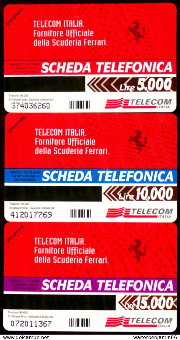 G 921/922/923 C&C 3000/3001/3002 3 SCHEDE TELEFONICHE NUOVE MAGNETIZZATE SERIE FERRARI - Collezioni