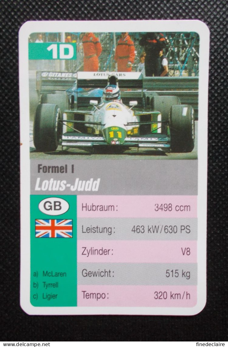Trading Cards - ( 6 X 9,2 Cm ) 1995 - Formule 1 - Lotus Judd - Grande Bretagne - N°1D - Moteurs