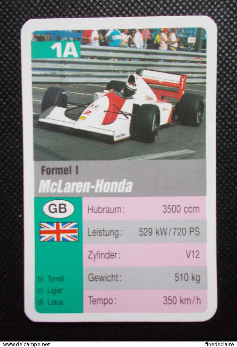 Trading Cards - ( 6 X 9,2 Cm ) 1995 - Formule 1 - McLaren Honda - Grande Bretagne - N°1A - Moteurs