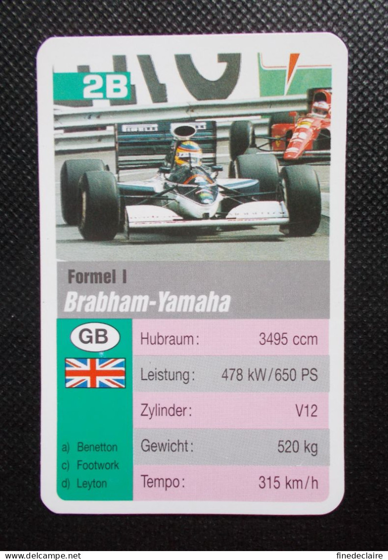 Trading Cards - ( 6 X 9,2 Cm ) 1995 - Formule 1 - Brabham Yamaha - Grande Bretagne - N°2B - Motoren