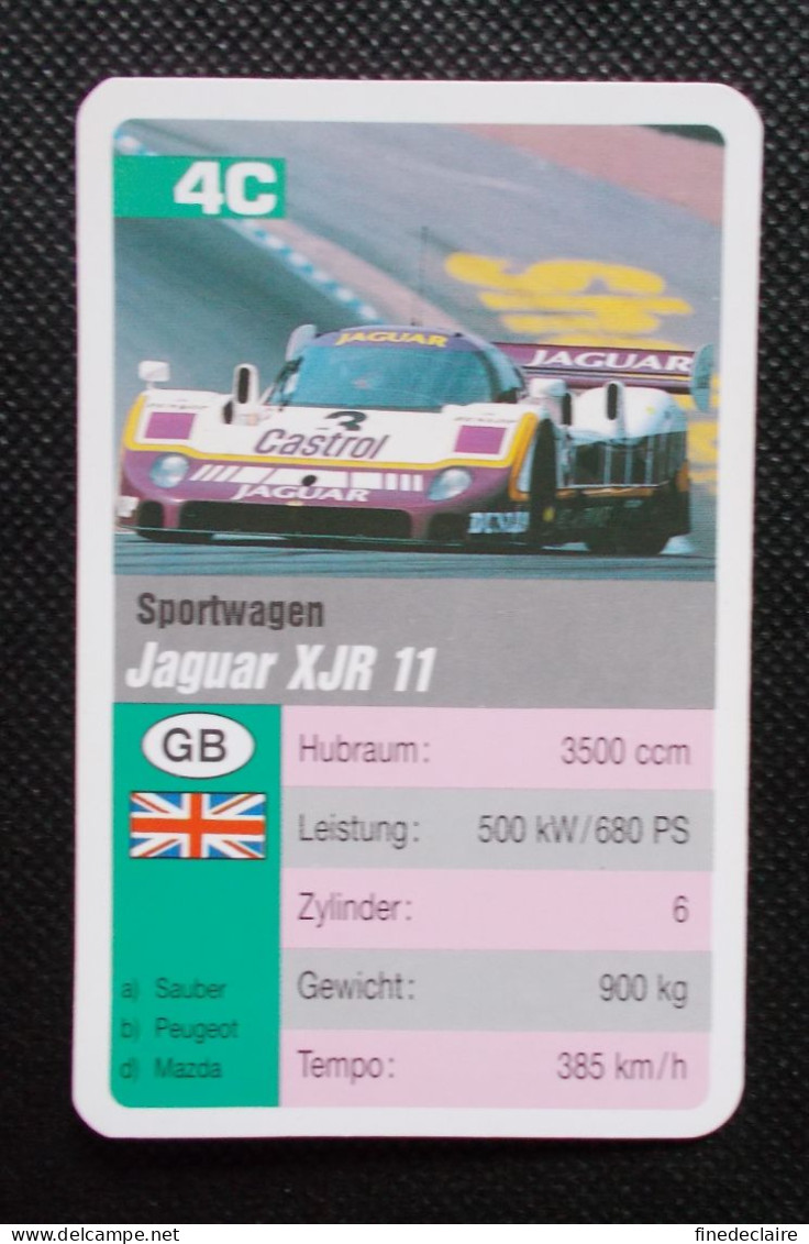 Trading Cards - ( 6 X 9,2 Cm ) 1995 - Sportwagen / Voiture De Sport - Jaguar XJR 11 - Grande Bretagne - N°4C - Moteurs