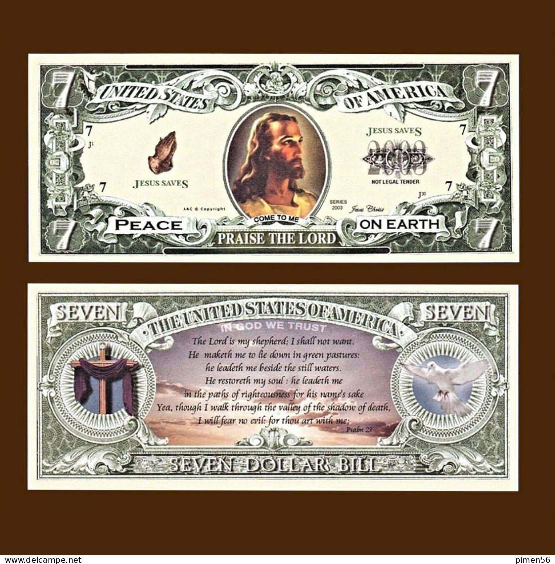 USA - FANTASY NOTE - PRAISE  THE  LORD -  UNC / SERIES  JESUS - Other & Unclassified