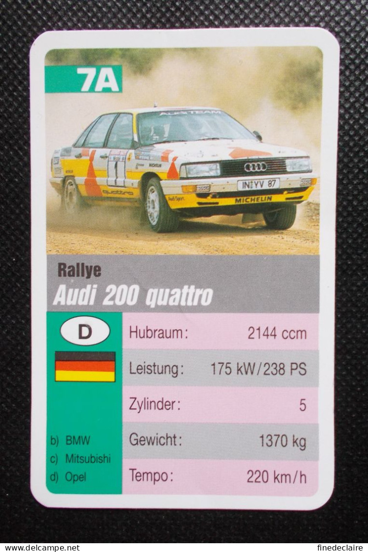 Trading Cards - ( 6 X 9,2 Cm ) 1995 - Voiture De Rallye - Audi 200 Quattro - Allemagne - N°7A - Motoren