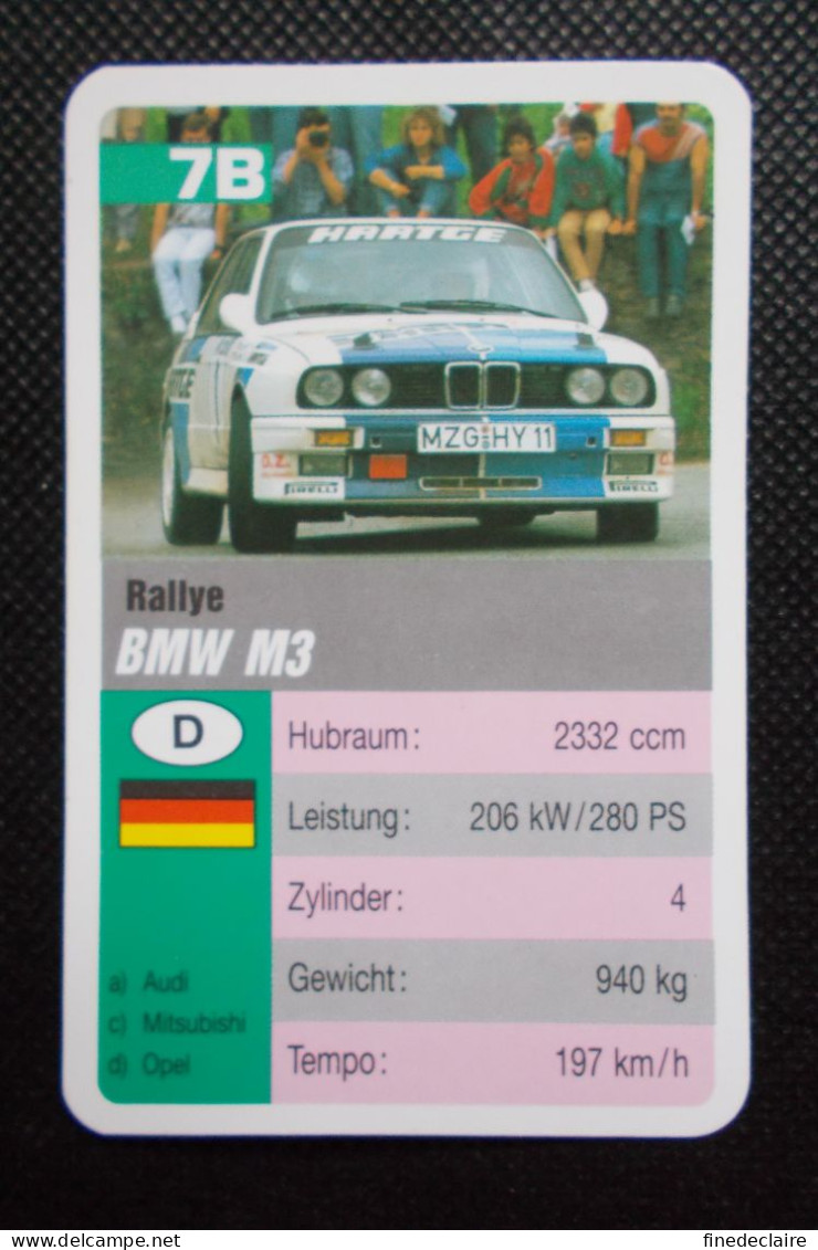 Trading Cards - ( 6 X 9,2 Cm ) 1995 - Voiture De Rallye - BMW M3 - Allemagne - N°7B - Auto & Verkehr