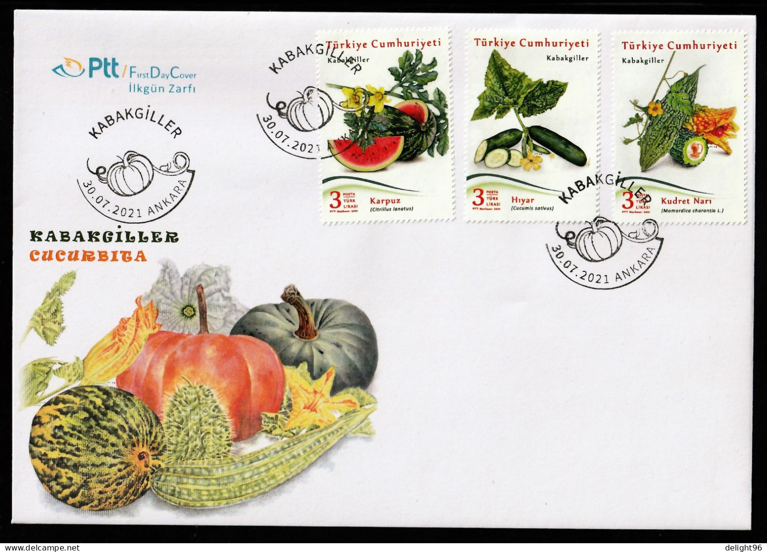 2021 Turkey Gourd Family: Watermelon, Cucumber, Bitter Melon FDC - Gemüse