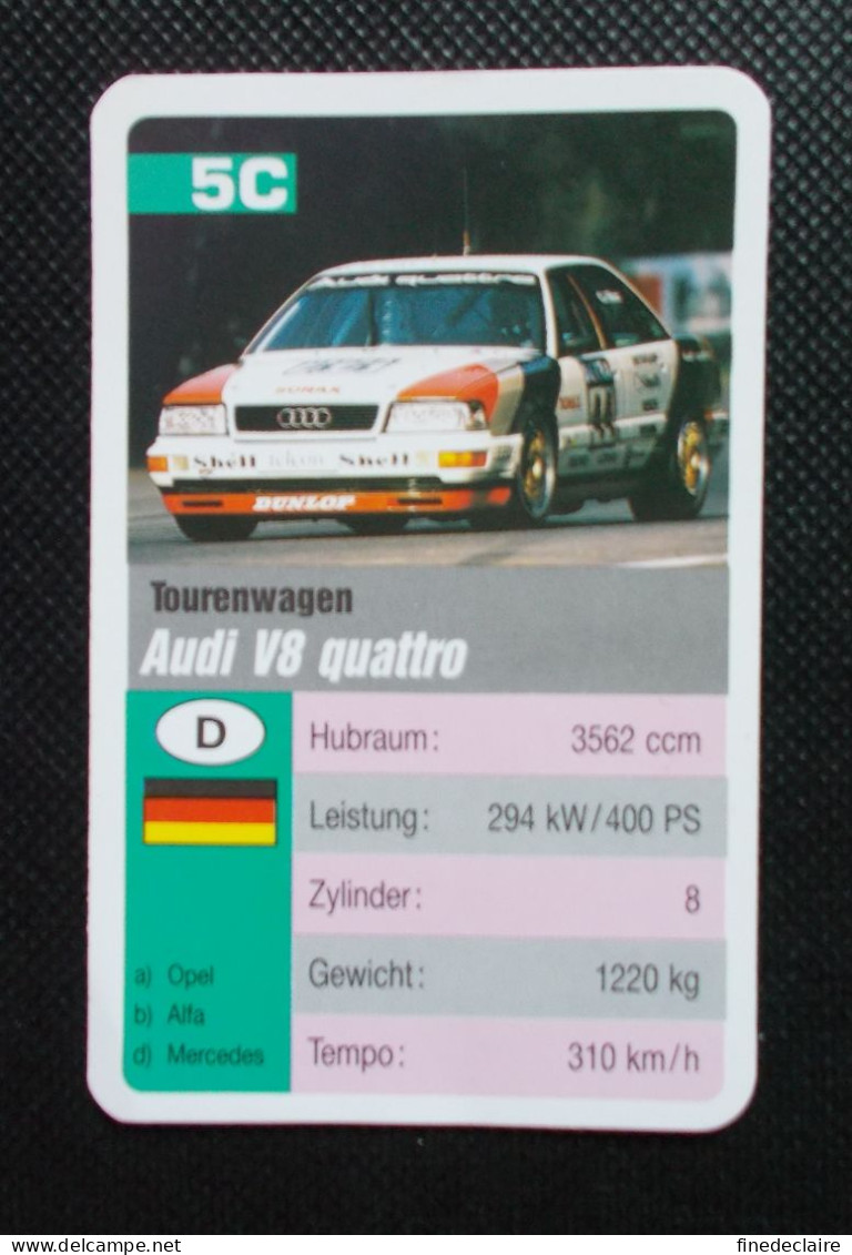 Trading Cards - ( 6 X 9,2 Cm ) 1995 - Tourenwagen / Voiture De Tourisme - Audi V8 Quattro - Allemagne - N°5C - Auto & Verkehr
