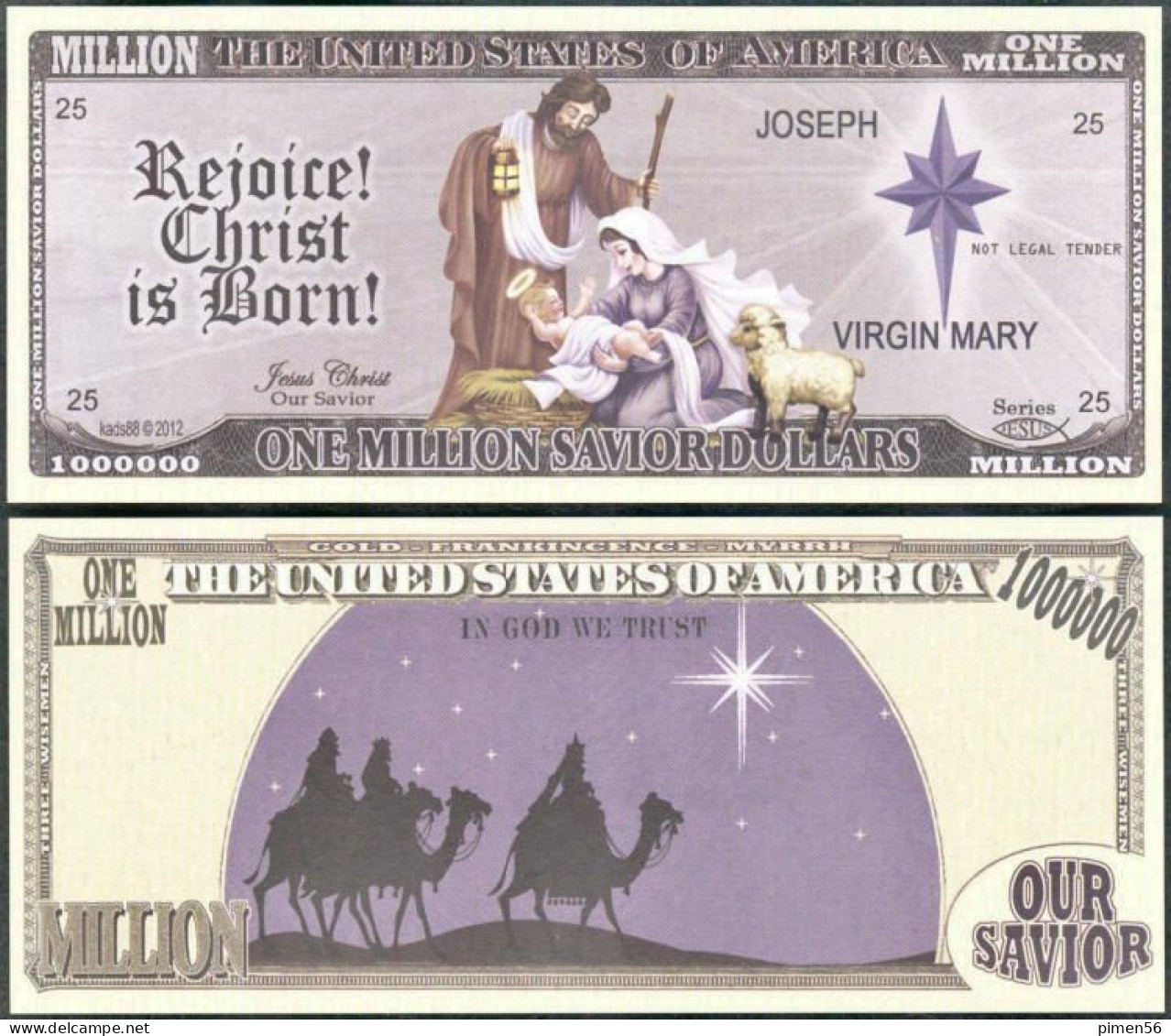 USA - FANTASY NOTE - REJOICE ! CHRIST  IS  BORN ! -  UNC / SERIES  JESUS - Other & Unclassified