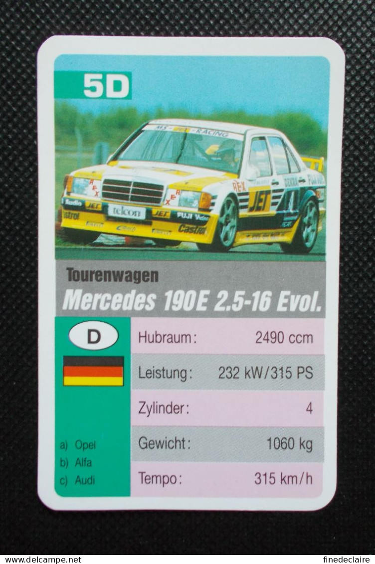 Trading Cards - ( 6 X 9,2 Cm ) 1995 - Tourenwagen / Voiture De Tourisme - Mercedes 190E 2.5 16 Evol. - Allemagne - N°5D - Auto & Verkehr