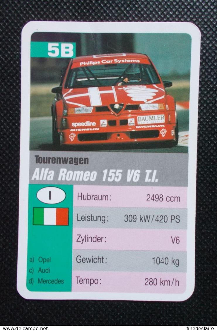 Trading Cards - ( 6 X 9,2 Cm ) 1995 - Tourenwagen / Voiture De Tourisme - Alfa Romeo 155 V6 TI - Italie - N°5B - Moteurs