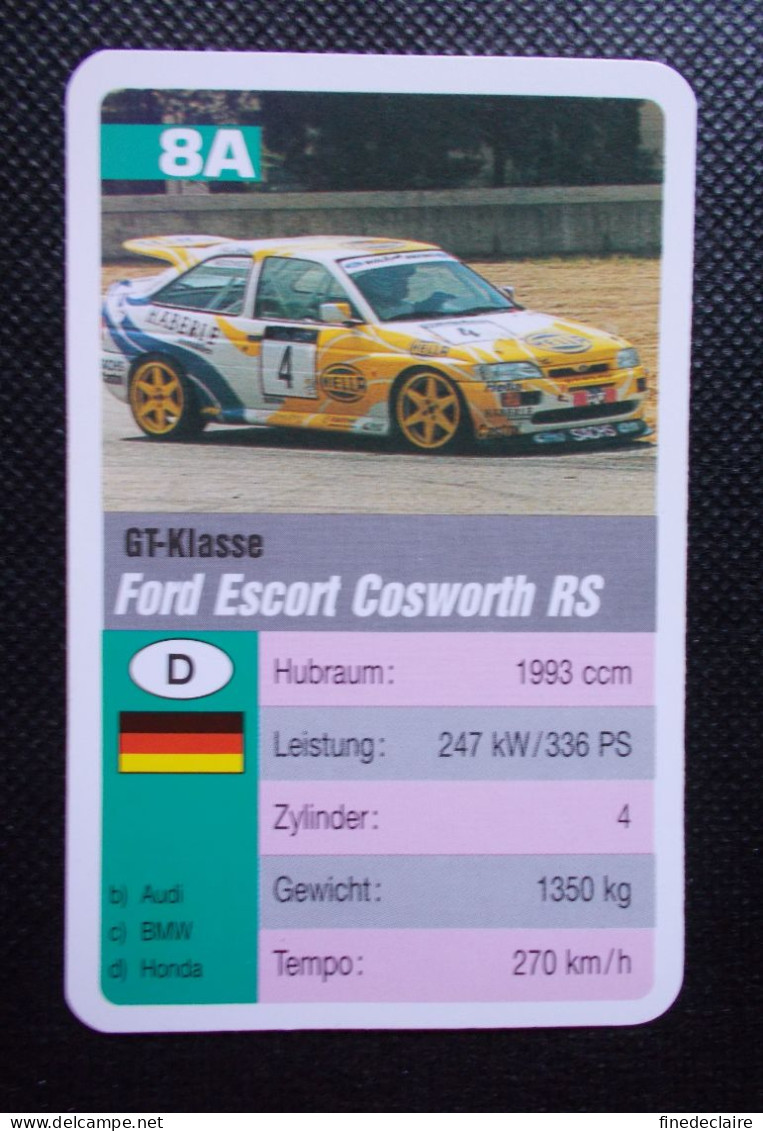 Trading Cards - ( 6 X 9,2 Cm ) 1995 - GT Klasse / Voiture: Classe GT - Ford Escort Cosworth RS - Allemagne - N°8A - Motoren