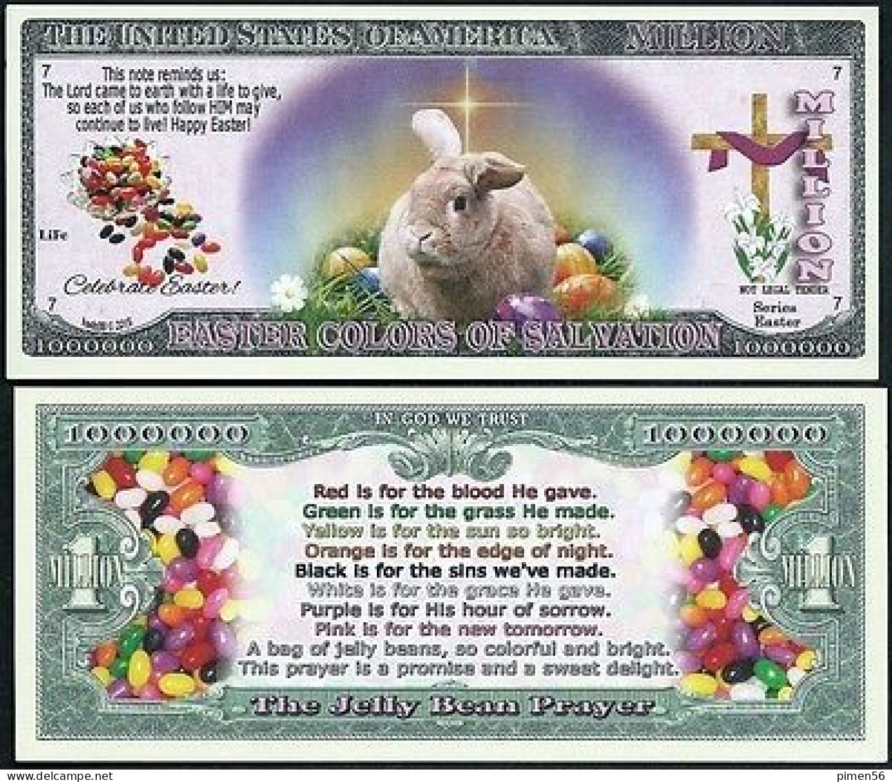 USA - FANTASY NOTE - EASTER  JELLY  BEAN  PRAYER -  UNC / SERIES  EASTER - Other & Unclassified