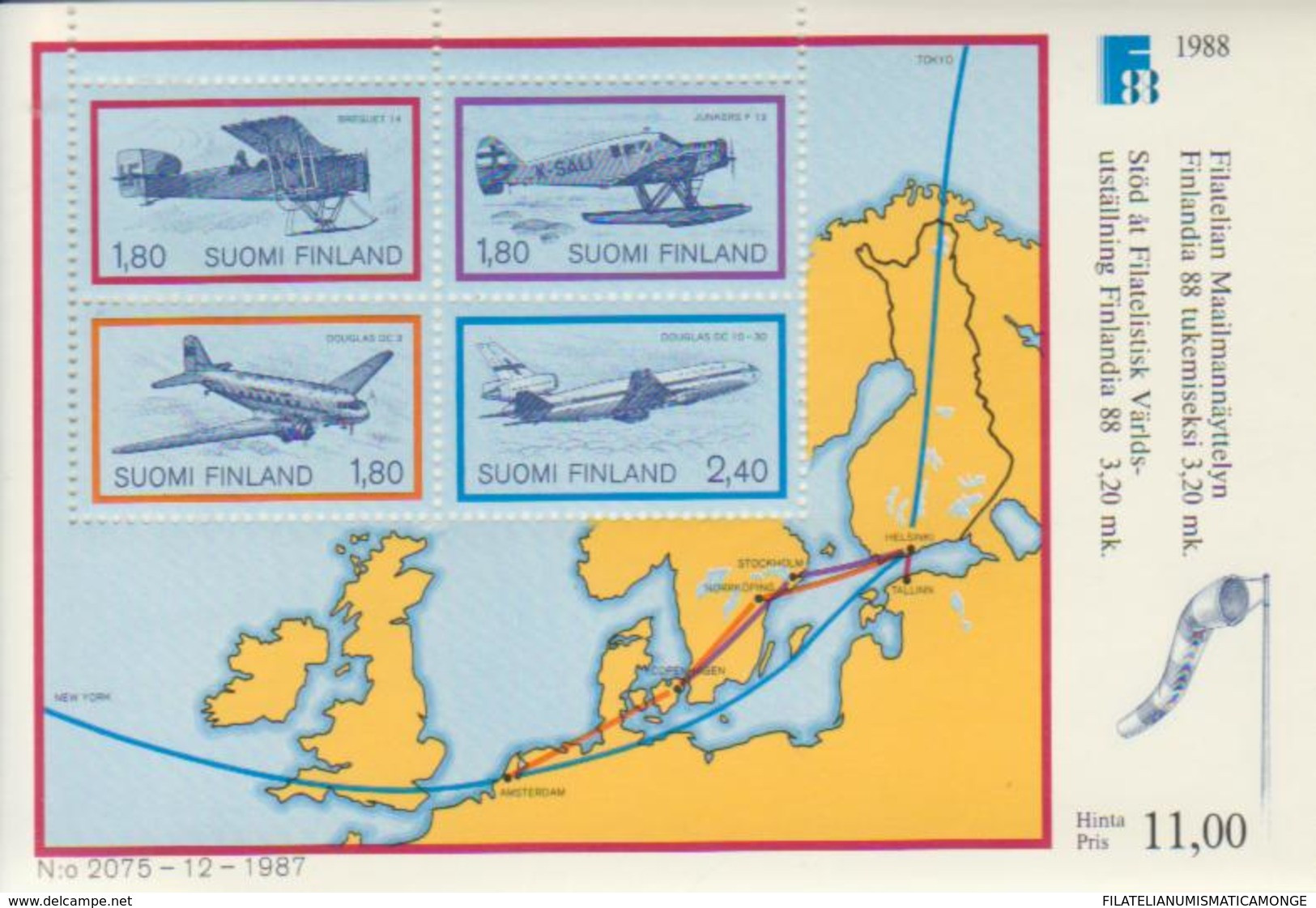 Finlandia 1988  Yvert Tellier - HB -  4 Exposición Filatélica Mundial A Helsink - Blocs-feuillets