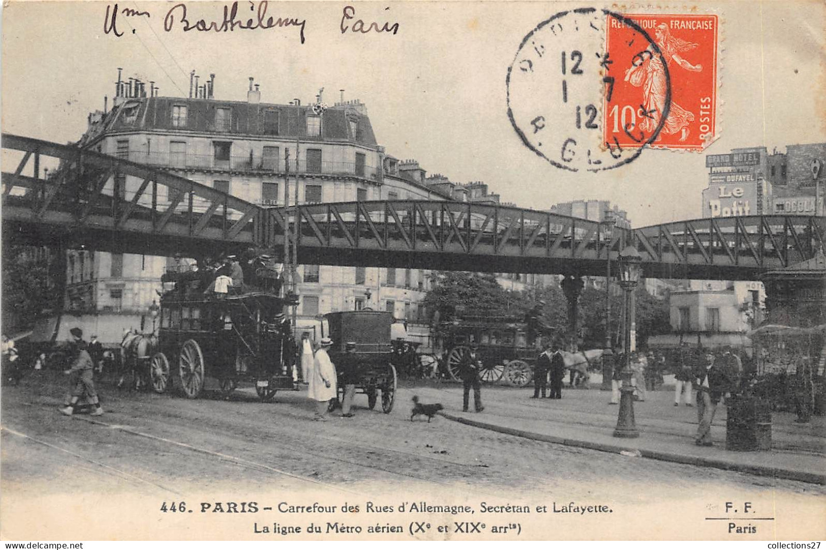 PARIS-75010-75019- CARREFOUR DES RUES D'ALLEMAGNE , SECRETAN , ET LAFAYETTE - LA LIGNE DU METRO AERIEN - Metro, Stations