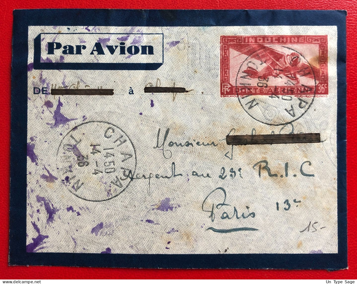 Indochine, Entier-Avion TAD CHAPA, Tonkin, 14.4.1936, Pour La France - (A683) - Cartas & Documentos