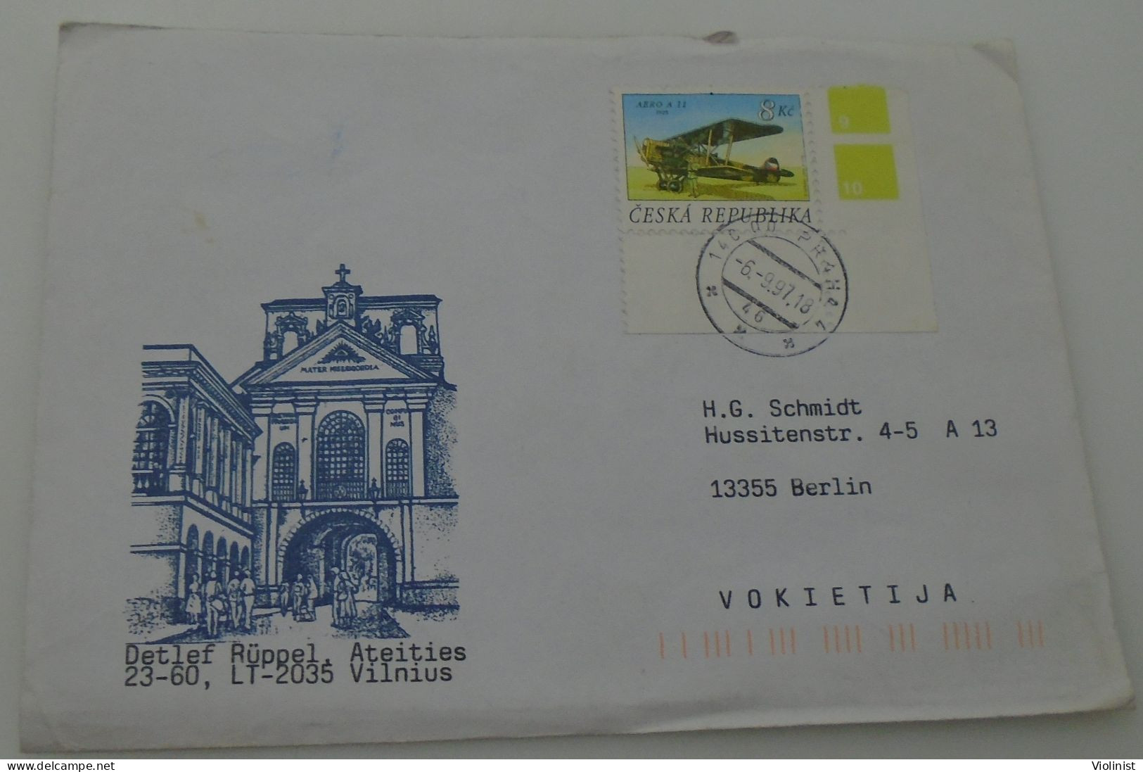 Datlef Ruppel-Ateities,Vilnius- Postmark PRAHA, Czech Republic - Enveloppes