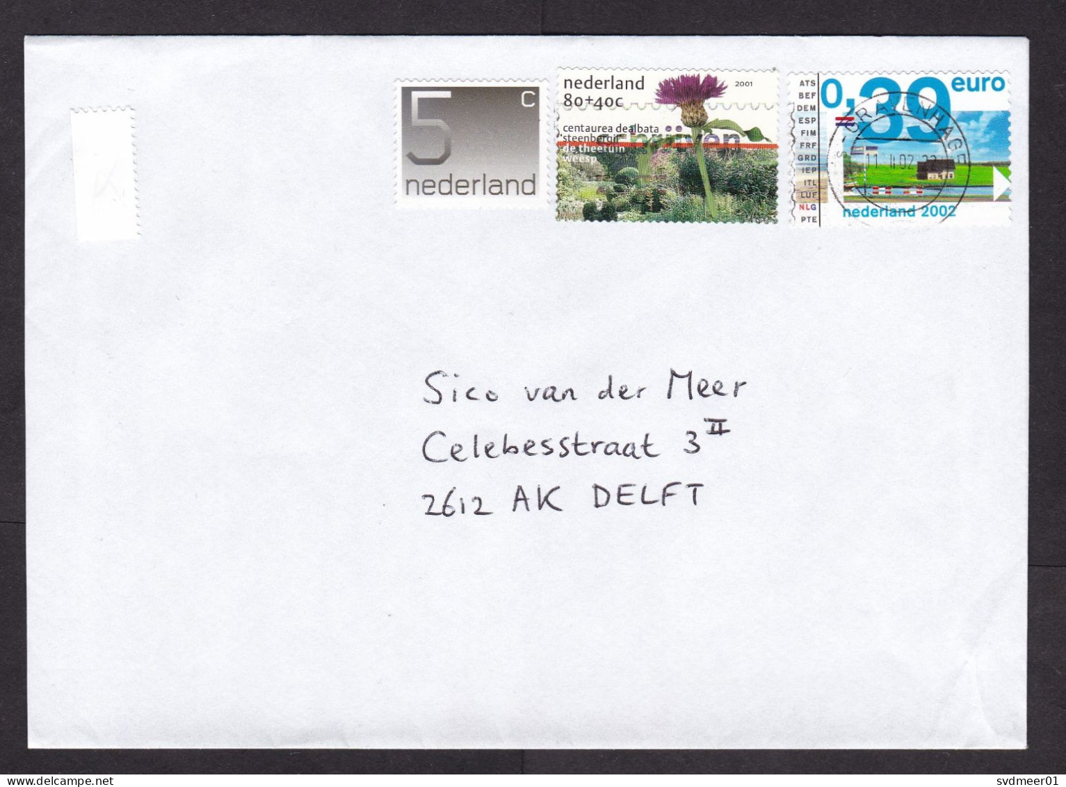 Netherlands: Cover, 2002, 3 Stamps, Flower, Dual Currency Guilder - Euro (traces Of Use) - Briefe U. Dokumente