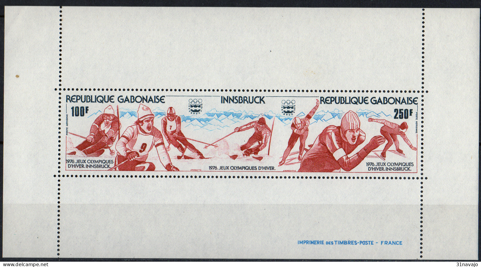 GABON - Jeux Olympiques D'Innsbruck  (feuillet) - Gabon (1960-...)