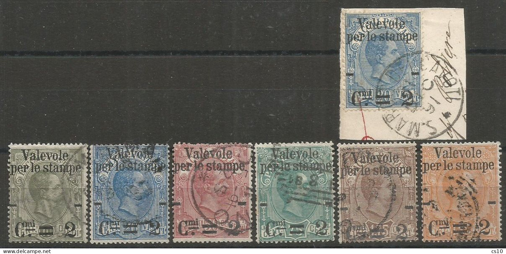 Regno Kingdom 1890 Valevole Stampe C.2 Soprast.OVPT C.2 Serie 6v Set Used + Frammento C.20 Annulli Originali & PERFETTI - Paquetes Postales